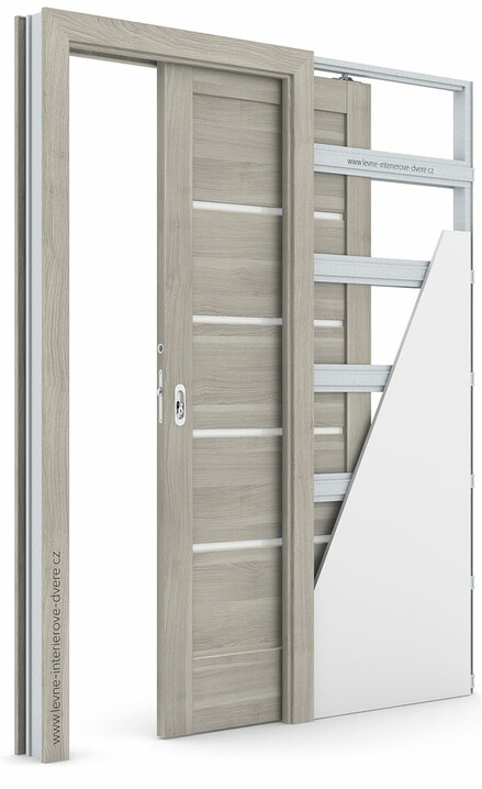 Posuvné dveře do pouzdra (do zdi) Verte HOME G.4 se zárubní KOMPAKT Portasynchro 3D AKÁT STŘÍBRNÝ