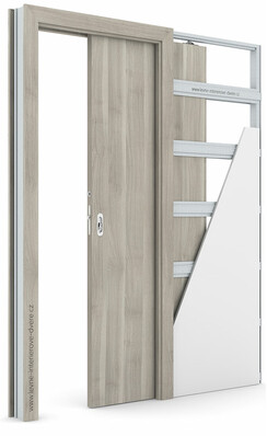 Posuvné dveře do pouzdra (do zdi) Porta DECOR P se zárubní KOMPAKT Portasynchro 3D AKÁT STŘÍBRNÝ