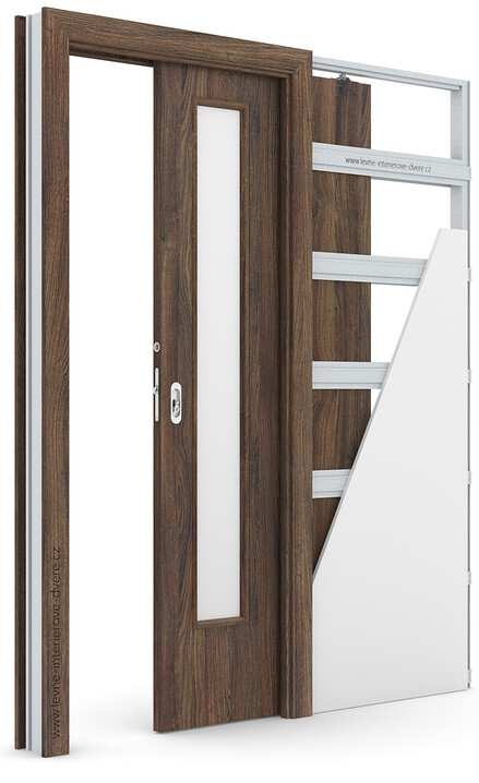 Posuvné dveře do pouzdra (do zdi) Porta DECOR L se zárubní KOMPAKT Portasynchro 3D DUB ŠARLATOVÝ