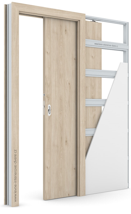 Posuvné dveře do pouzdra (do zdi) Porta DECOR P se zárubní KOMPAKT (povrch Rustic - výrazný sk.II) HIKORA  JACKSON SVĚTLÁ