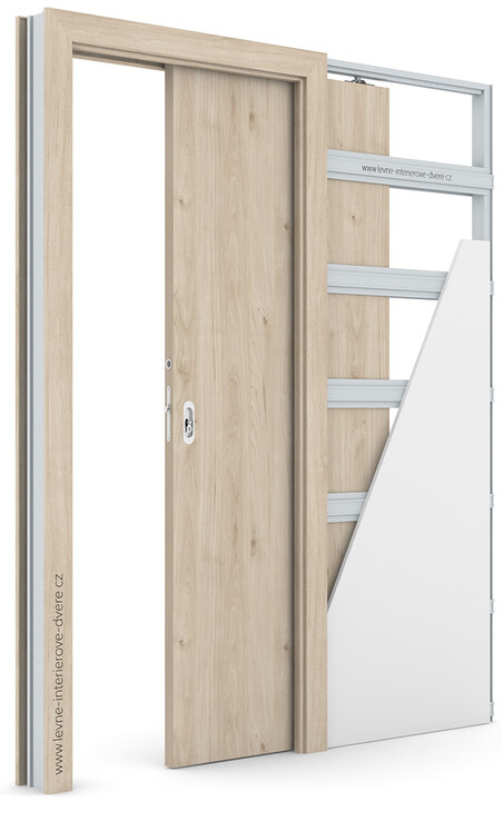 Posuvné dveře do pouzdra (do zdi) Porta DECOR P se zárubní KOMPAKT (povrch Rustic - výrazný sk.II) HIKORA  JACKSON SVĚTLÁ