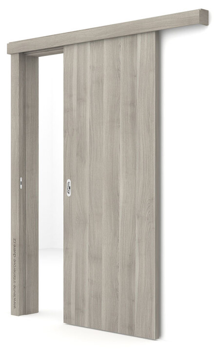 Posuvné dveře na stěnu (na zeď) Porta DECOR P (povrch Rustic - výrazný sk.I) AKÁT STŘÍBRNÝ