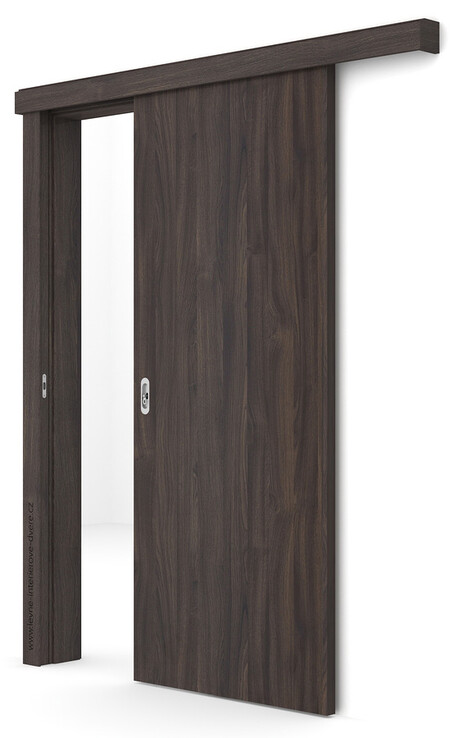 Posuvné dveře na stěnu (na zeď) Porta DECOR P (povrch Traditional - klasický sk.I) DUB TMAVÝ