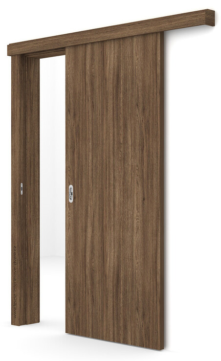 Posuvné dveře na stěnu (na zeď) Porta DECOR P (povrch Traditional - klasický sk.II) DUB MATNÝ TMAVÝ