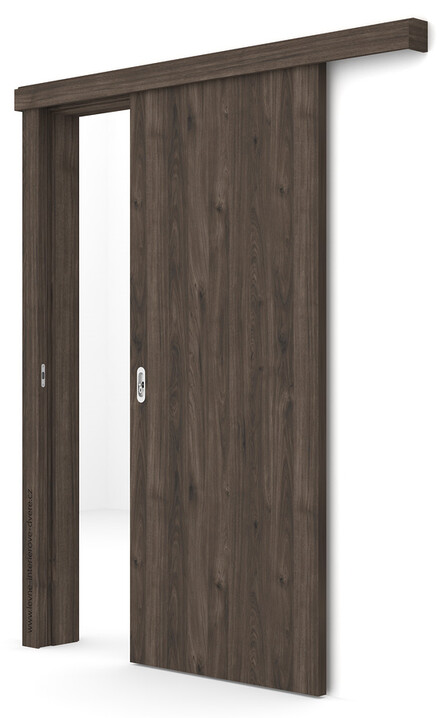 Posuvné dveře na stěnu (na zeď) Porta DECOR P (Rustic - odolnost povrchu II) HIKORA  JACKSON TMAVÁ