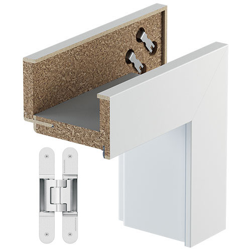 Zárubeň REVERZNÍ (větší stavební otvory) cena včetně reverzní polodrážky u dveří (2 ks 3D panty stříbrný MAT)